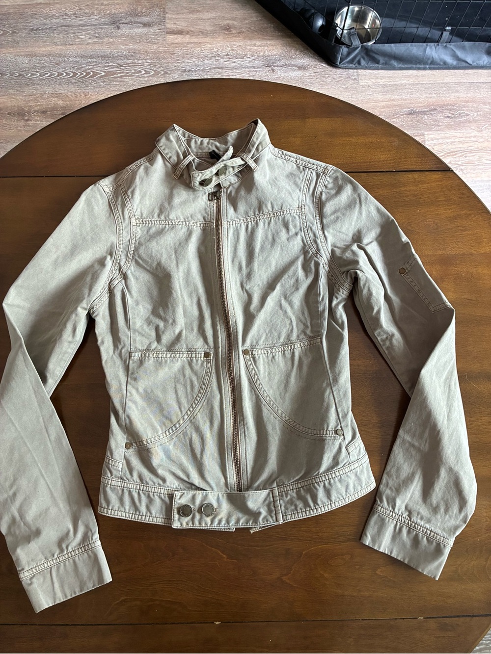NAF NAF Women's Light Beige Utility Zip Jacket